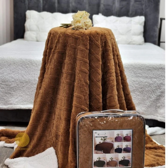 Premium Quality Sherpa Blanket - Double/Single-Single / Brown