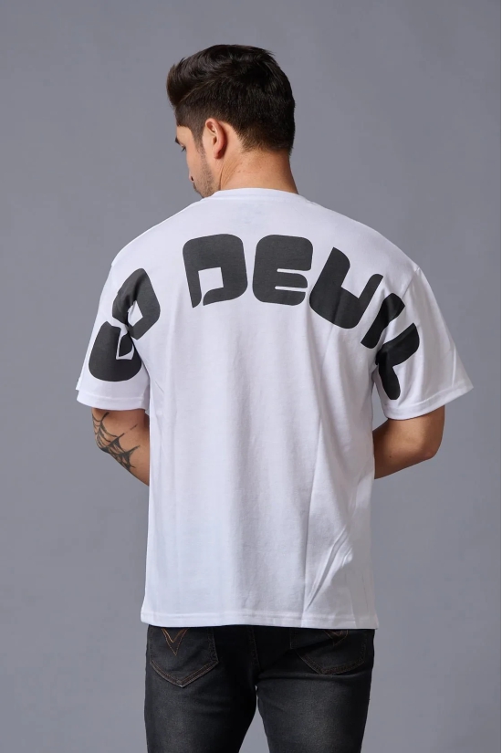 Go Devil (in Black) Printed White Oversized T-Shirt for Men S