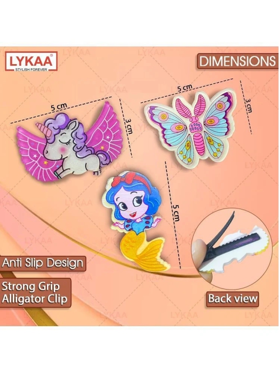 Lykaa Korean Baby Girls Hair Clips Unicorn Tic Tac Hair Pins Kids Hair Accessories - Pack of 5 - Multi