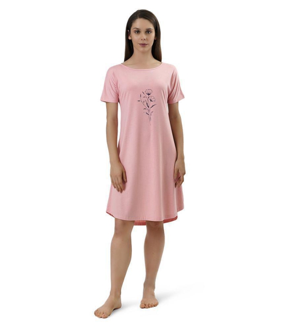 Amante Poly Cotton Nighty & Night Gowns - Pink - XL