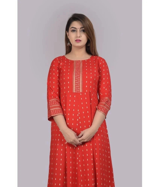 Smien - Red Rayon Womens Flared Kurti ( Pack of 1 ) - None