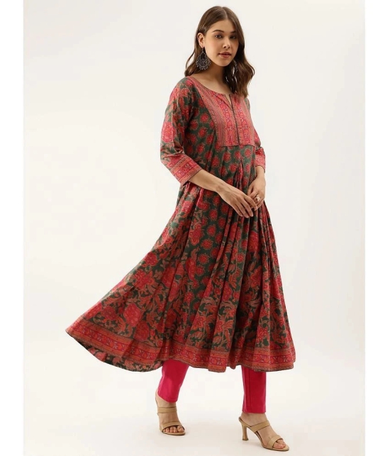 Divena Cotton Printed Anarkali Womens Kurti - Green ( Pack of 1 ) - None