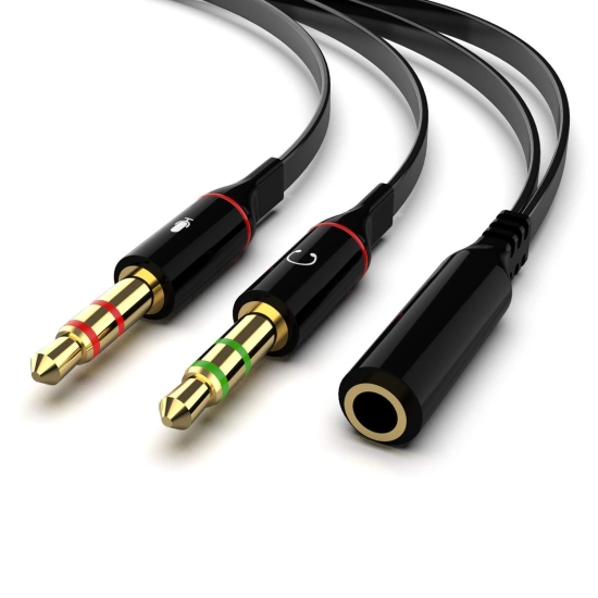 Lapster Y Shape Gold Plated 3.5 mm Headphone Earphone Mic Audio Connection Cable for PC, Laptop - 1 Piece