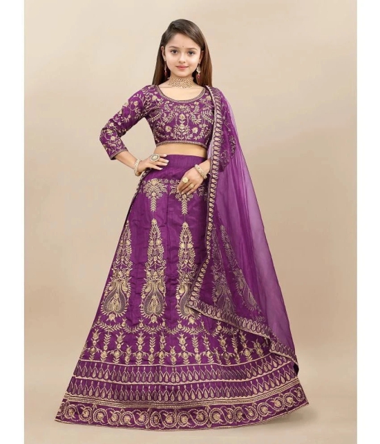 A TO Z CART Purple Silk Girls Lehenga Choli Set ( Pack of 1 ) - None