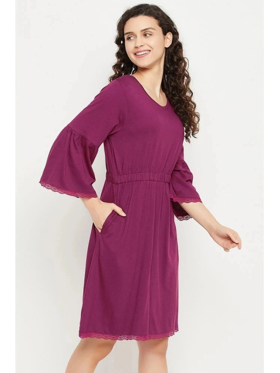 Clovia Purple Modal Womens Nightwear Nighty & Night Gowns ( Pack of 1 ) - None