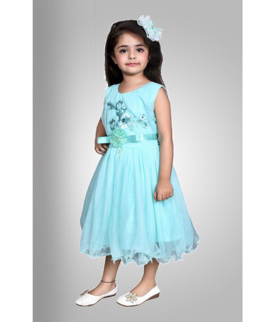 Arshia Fashions - Light Blue Net Girls Frock ( Pack of 1 ) - None