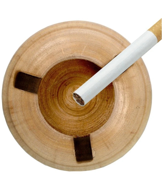 2 Pieces Wooden Handmade Cigarette Ashtray Ash Holder - Brown