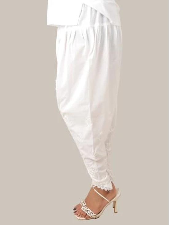 Chikanari Hand Embroidered Cotton Dhoti for Girls, Women White