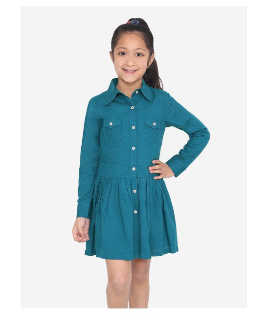 Naughty Ninos - Blue Cotton Girls Shirt Dress ( Pack of 1 ) - None