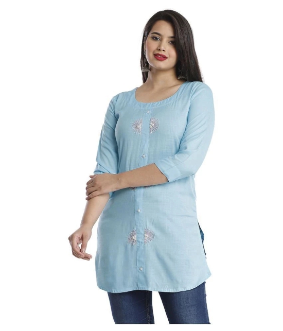 JC4U - Blue Viscose Womens Straight Kurti - M