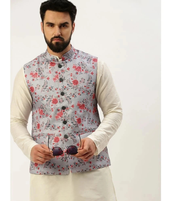 Showoff - Grey Cotton Blend Mens Nehru Jacket ( Pack of 1 ) - None