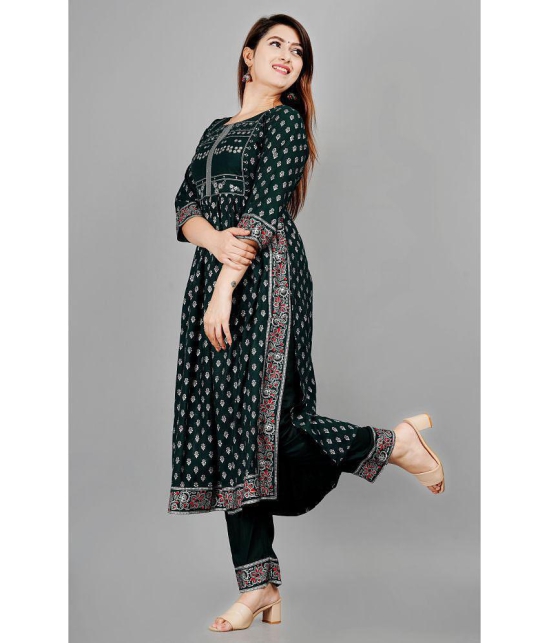 SIPET - Green Anarkali Rayon Women''s Stitched Salwar Suit ( Pack of 1 ) - None