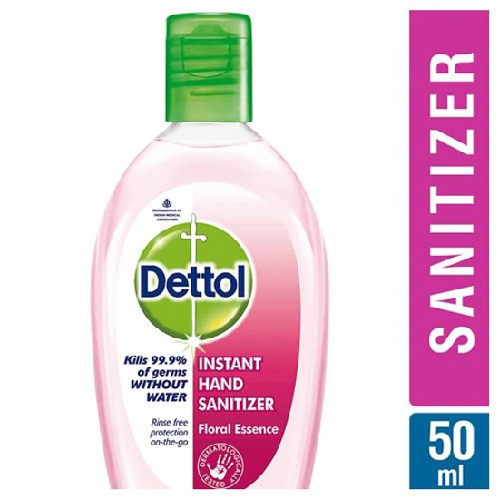 Dettol Instant Hand Sanitizer - Floral Essence, Kills 99.9% Of Germs Without Water, 50 Ml