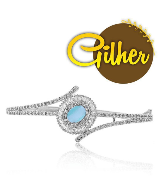 Gilher Fancy American Diamond Mint Stone Bracelet With Side Open Lock For Women And Girls - None