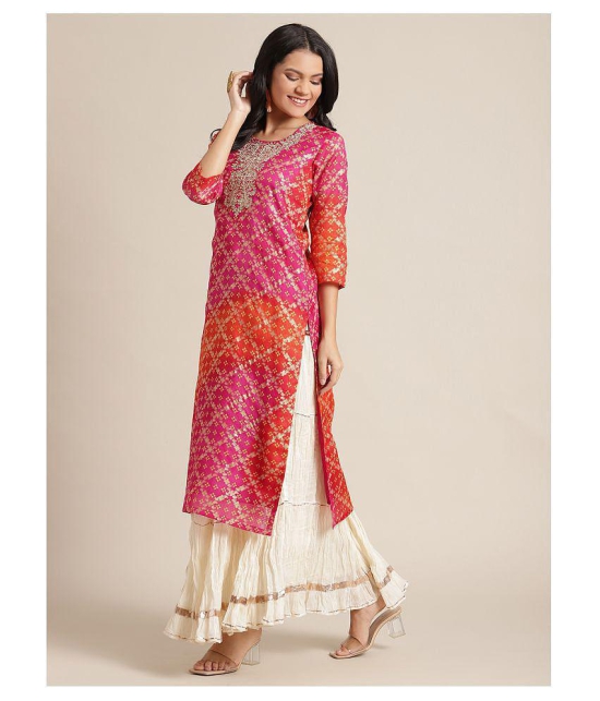 KSUT Pink Cotton Straight Kurti - Single - S