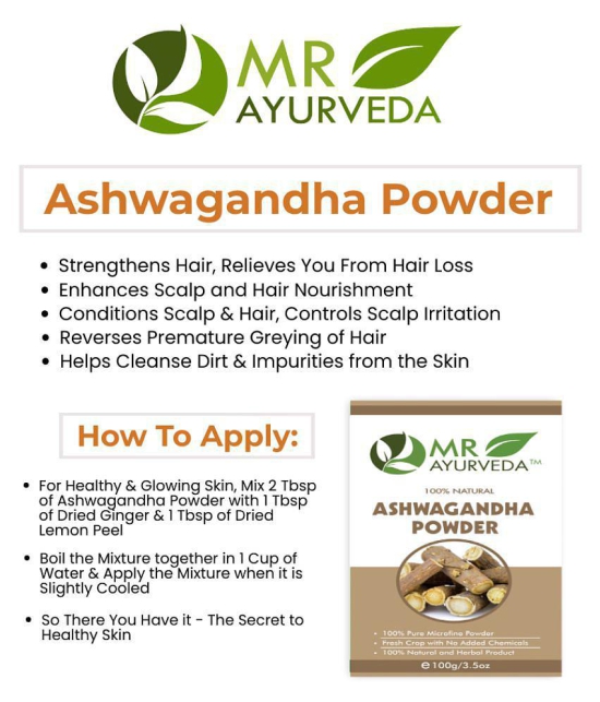 MR Ayurveda Organic Ashwagandha Powder Hair Scalp Treatment 300 g Pack of 3