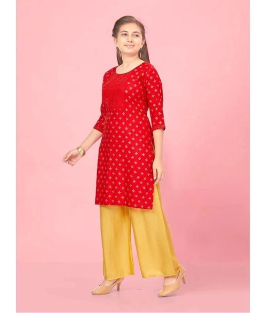 Aarika Red Rayon Girls Kurti ( Pack of 1 ) - None