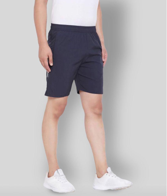 RANBOLT Navy Polyester Lycra Fitness Shorts - None