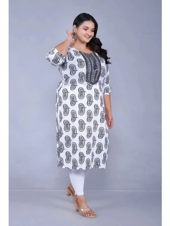 JC4U Cotton Embroidered Straight Womens Kurti - White ( Pack of 1 ) - None