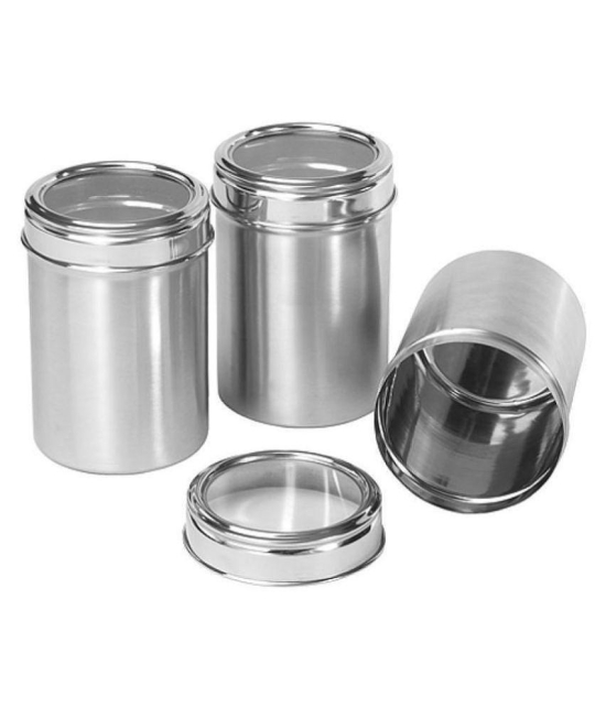 Dynore 500,750,950 ml Steel Food Container Set of 3 950 mL - Silver