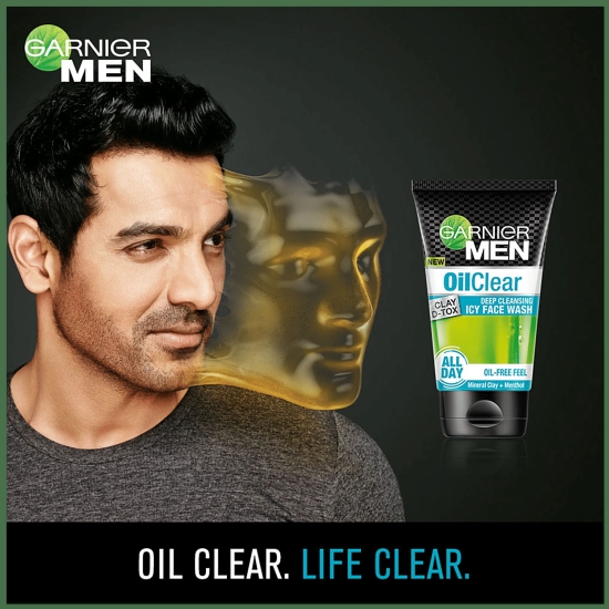 Garnier Men Oil Clear Clay D-Tox Deep Cleansing Icy Face Wash, 100 G