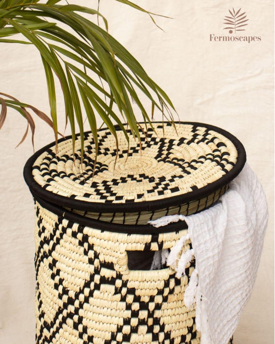 Mira Hand-Woven Laundry Bag With Lid