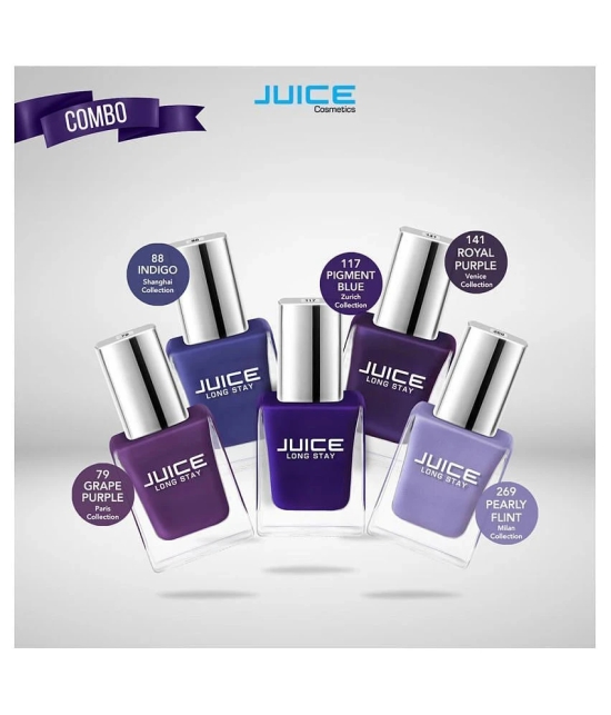 Juice Indigo,Purple,Royal,Blue,Pearly Nail Polish 79,88,117,141,269 Blue Glossy Pack of 5 55 mL