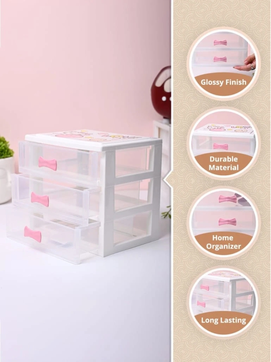 Small Desk 3-Layer Drawer, Love Cat Print