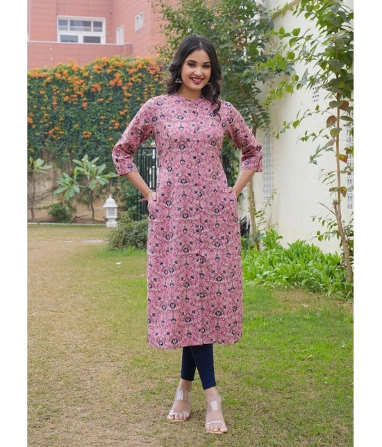 Vbuyz Rayon Printed Straight Womens Kurti - Pink ( Pack of 1 ) - None