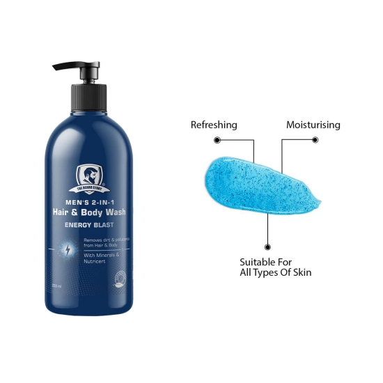 Sulphate Free Men's 2-in-1 Energy Blast Hair & Body Wash With Minerals, Nutricert, Removes Dirt & Pollutants (250 ML)