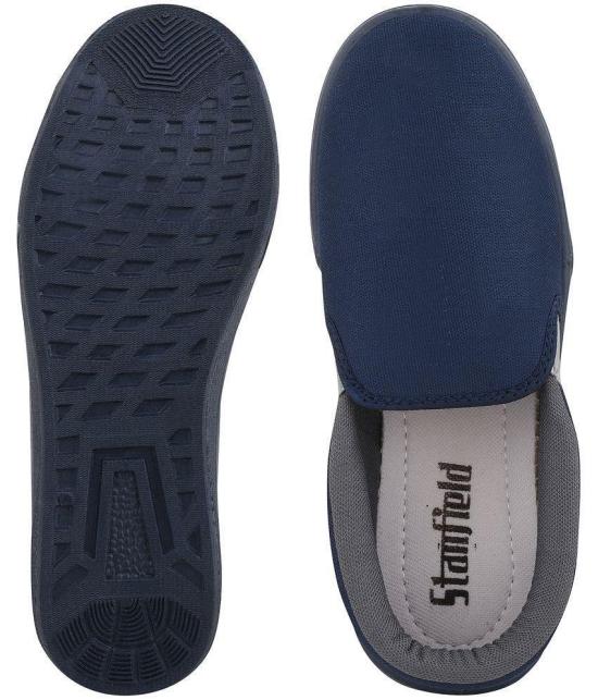 Stanfield SF CANVAS Navy Blue/Grey Shoes - Blue Mens Slip-on Shoes - None