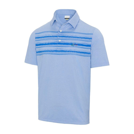 Greg Norman Men's Engineered Wave Stripe Polo - Light Cobalt-XXL