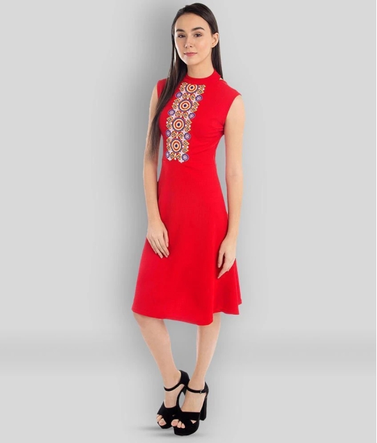 Addyvero - Red Cotton Blend Womens Fit & Flare Dress ( Pack of 1 ) - None