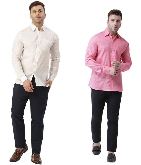 KLOSET By RIAG 100% Cotton Regular Fit Solids Full Sleeves Men's Casual Shirt - Fluorescent Pink ( Pack of 2 ) - None