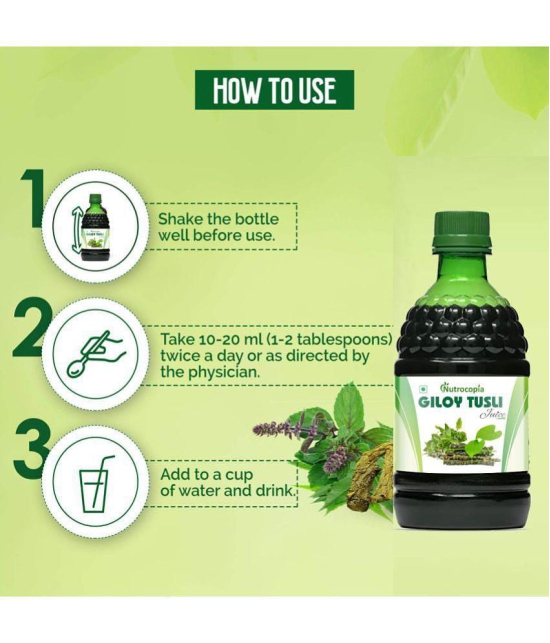 NUTROCOPIA Giloy Tulsi Juice | Fresh Tulsi and Giloy to Support Immune Health Pack of 3 of 400ML