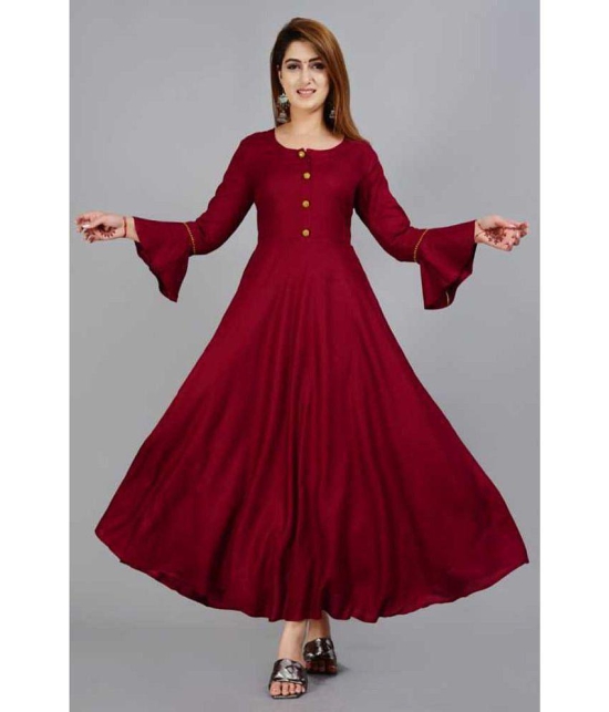 SIPET - Maroon Rayon Women''s Flared Kurti ( Pack of 1 ) - None