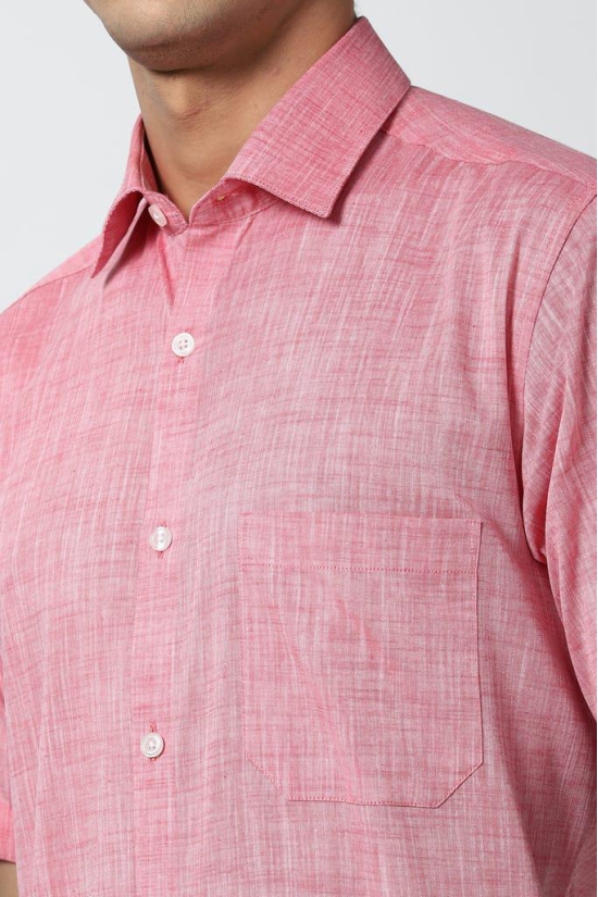 Men Pink Regular Fit Formal Half Sleeves Formal Shirt