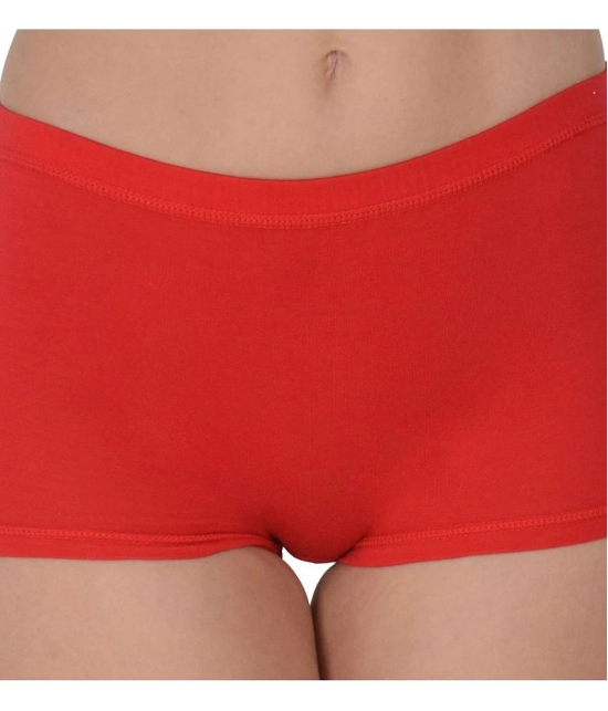 Leading Lady - Red Cotton Solid Womens Boy Shorts ( Pack of 2 ) - None