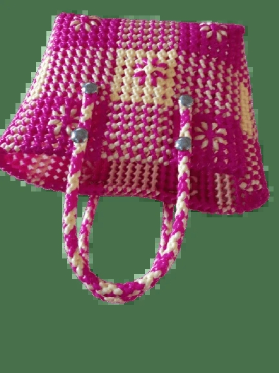  Handmade Colorful Plastic Woven Tote Bag