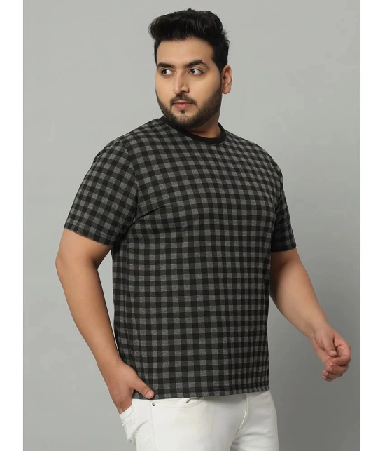 AUSTIVO Cotton Blend Regular Fit Checks Half Sleeves Mens T-Shirt - Charcoal Grey ( Pack of 1 ) - None