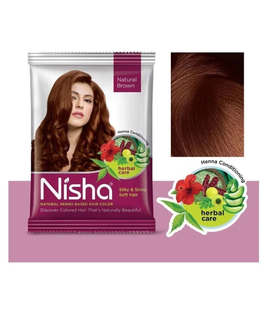 Nisha Natural Henna Based Hair Color Powder Permanent Hair Color Brown 15gm And 30gm Each Sachet 450 g Pack of 10