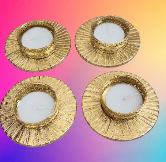 Gold Metal Candle Holder