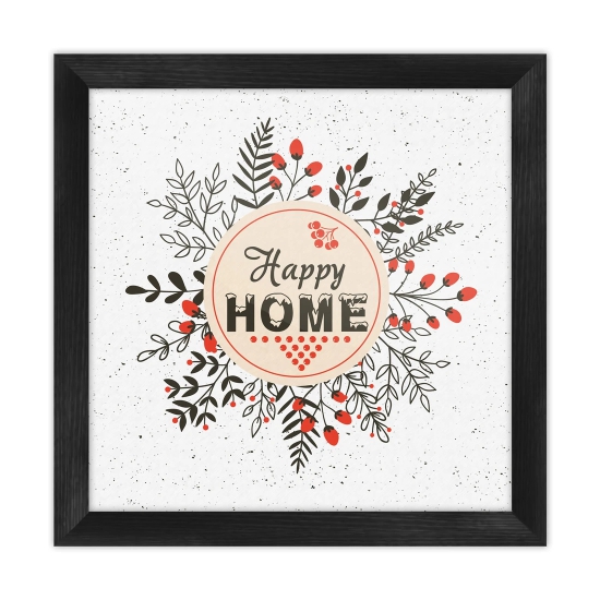 Indigifts Christmas Gifts Happy Home Printed White Poster Frame 10x10 inches - Christmas Decorations for House, Xmas Decorations, Poster with Frame