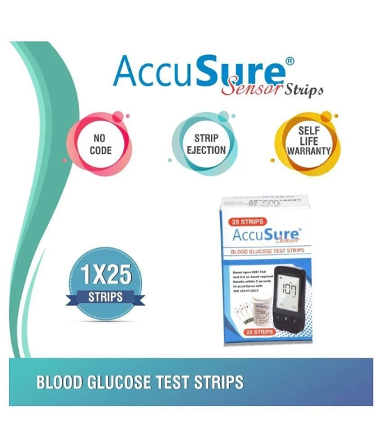 AccuSure Sensor Glucometer Test Strips Pack of 1(Pack of 25)