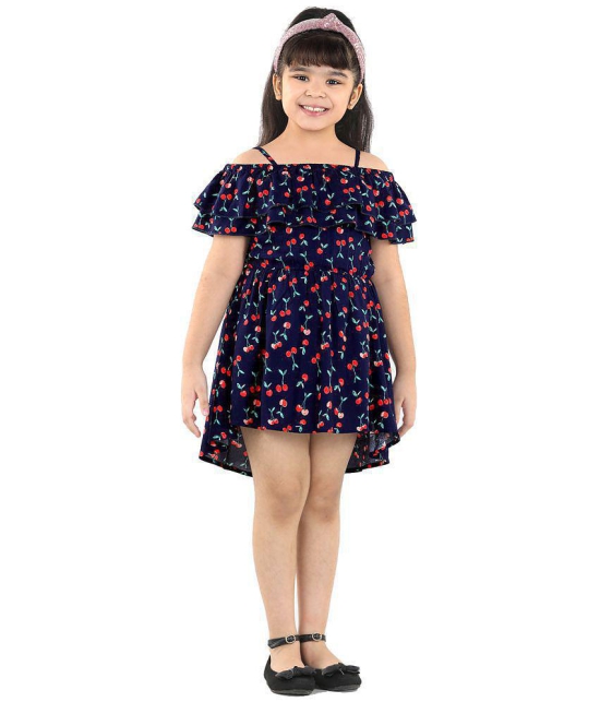 Naughty Ninos - Navy Cotton Girl's Asymmetric Dress ( Pack of 1 ) - None