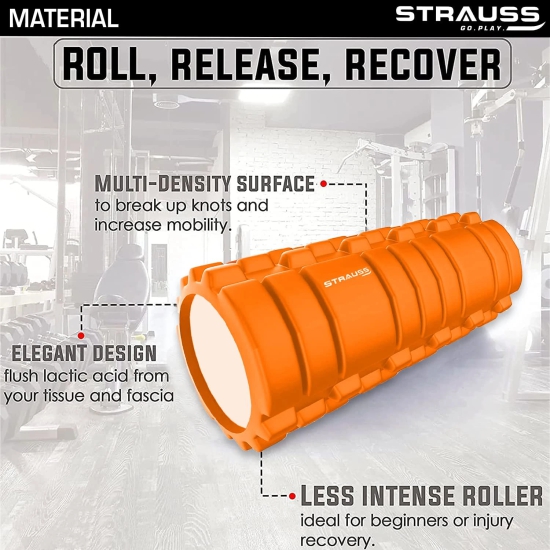 Strauss Deep Tissue Massage Foam Roller 45 cm Orange-Strauss Deep Tissue Massage Foam Roller, 45 cm, (Orange)