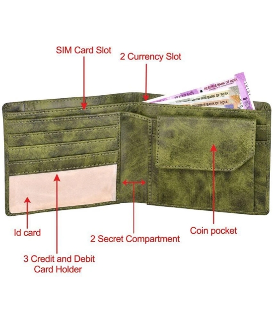 GEEO - Green Faux Leather Mens Two Fold Wallet ( Pack of 1 ) - Green