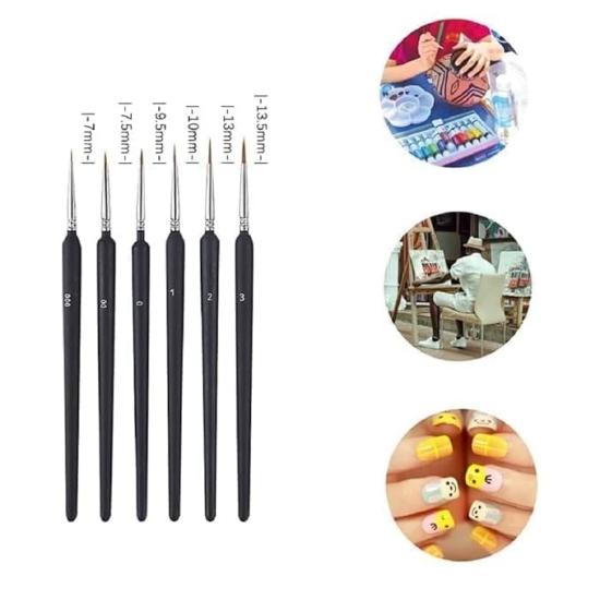 KIT & CO Miniature Paint Brushes, Detail Fine Tip Paint Brushes Set with Ergonomic Handle - Suitable for Acrylic Painting, Oil, Face, Nail, Scale Model Painting 6PCS Set(000,00,0,1,2,3)