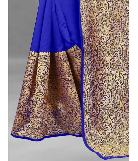 Gazal Fashions Banarasi Silk Embellished Saree With Blouse Piece - Blue ( Pack of 1 ) - Blue