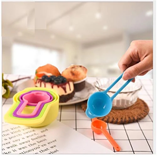 STORE77® 6Pcs Rainbow Colorful Measuring Cups and Spoons Set Includes:1/2Tbls, 1Tbls,1/4 Cup,1/3 Cup,1/2 Cup,1cup Capacity:250ml 125ml 85ml 60ml 15ml 7.5m Baking Measuring Cups Spoons (Random Color)